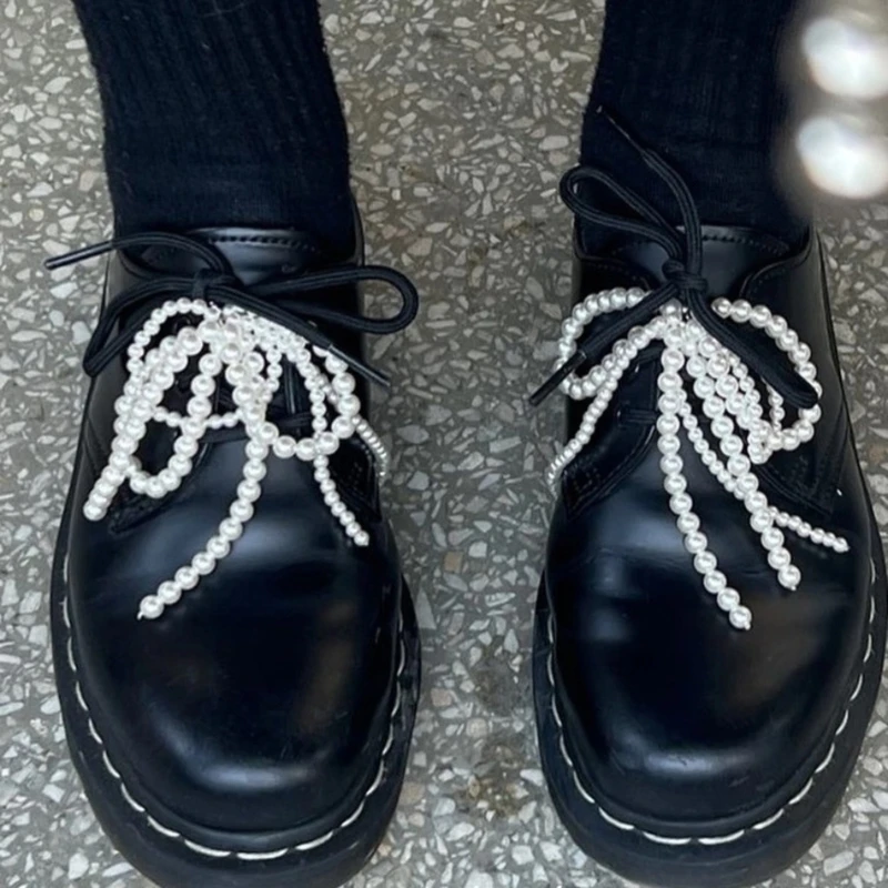 6Pcs Stylish Shoes Clip Handmade Imitation Pearls Beaded Bowknot Shoe Buckle Ornament Butterfly Knot Footwear Decoration Jewelry