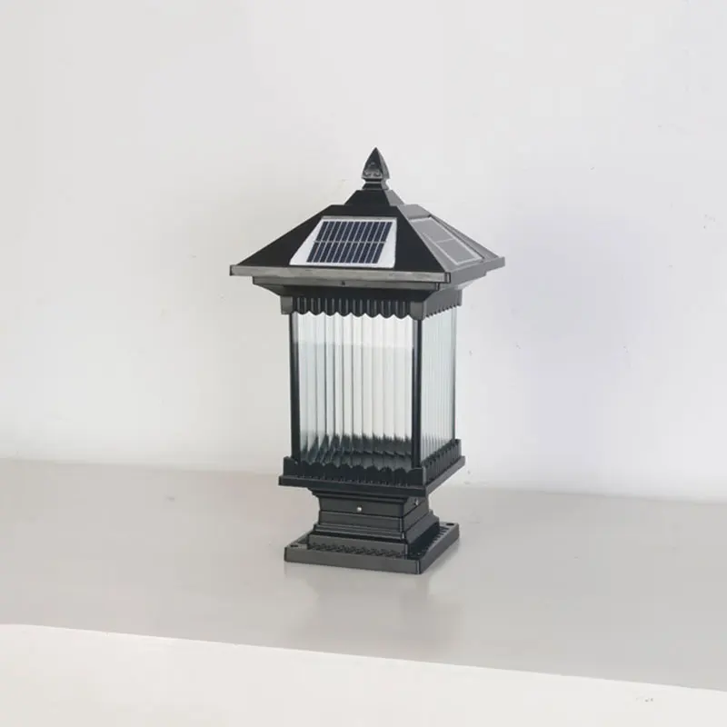 المصابيح الأمامية ذات العمود الشمسي في الهواء الطلق مقاومة للماء أضواء الجدار الإبداعية النمط الصيني لإضاءة أرضية حديقة فيلا الفناء #5