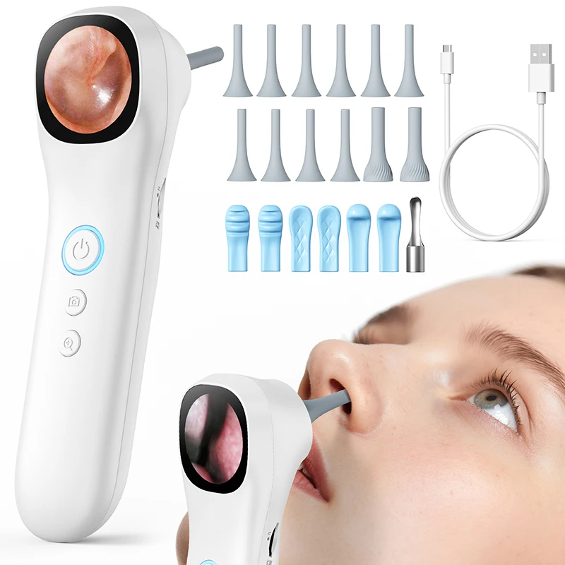 1080P HD Ear Camera 5-in-1 Smart Detector With Screen Ear Scoop Set 6 Replacement Ear Scoops 12 Replacement Check Heads Ear Tool