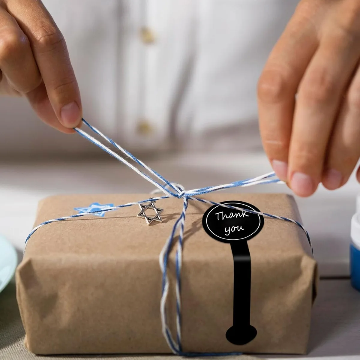 200 قطعة/الحزمة أسود شكرًا لك ملصق ختم طويل لتغليف الخبز DIY ملصقات ختم الهدايا 3X10CM #6