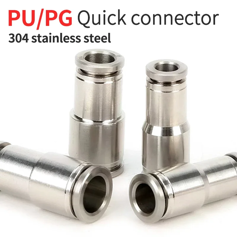 

Pneumatic PU/PG Straight Connector 4-12mm OD Air Hose Reducing 8-6mm 304 Stainless Push In Quick Fitting Plumbing