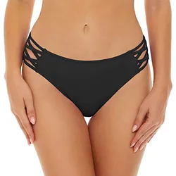 Women Sexy Black Swimwear Bottoms Summer Ladies Hollow Swim Briefs Low Waist Shorts Bikini Bottom Female Brazilian Underwear