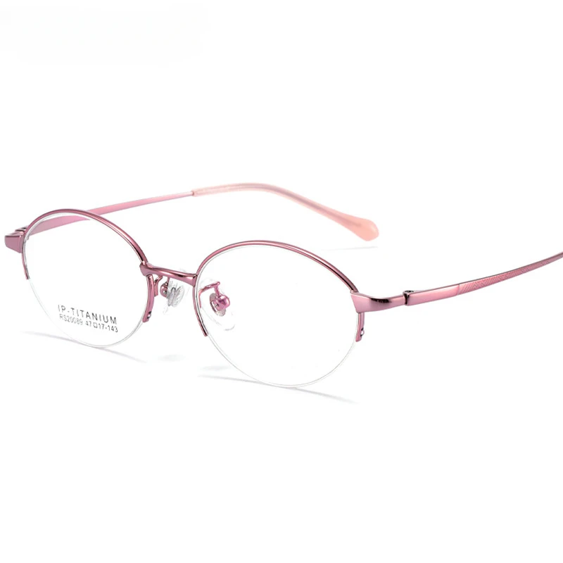 

47mm Titanium Glasses Women Half Oval Frame Design Myopia Hyperopia Eyeglasses Optics Prescription Glasses