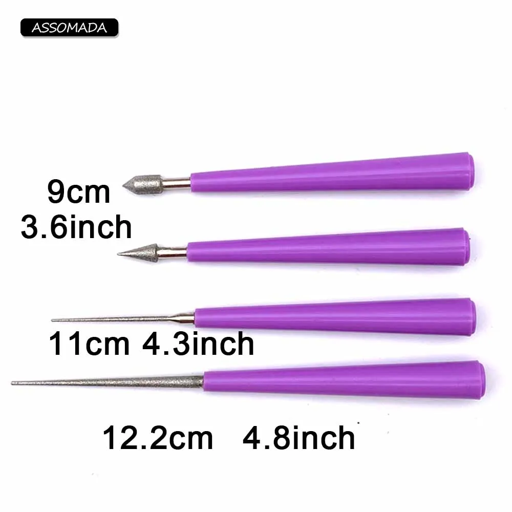 4pcs Round Hole Expander Grinding Needle Type Diamond File For Pearls Crystals Jade Enlarge Hole Jewelry Making Supplies