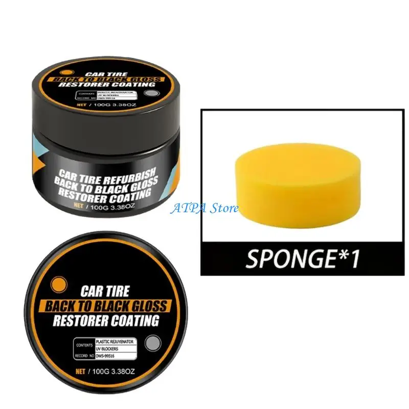 

U13C 100g Car Coating Black Wet Look Tire Polisher Dressing Tire Dressing Paste Polishing Brightener