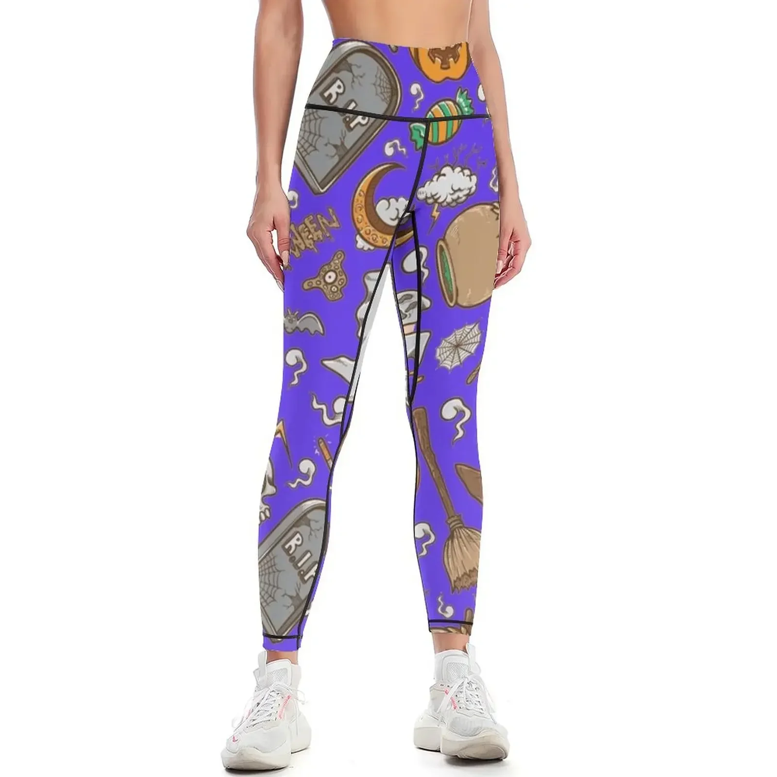 

Halloween Funny Pumpkin Cat SpiritPattern Leggings legging push up sports shirts gym sport pants Sports female Womens Leggings