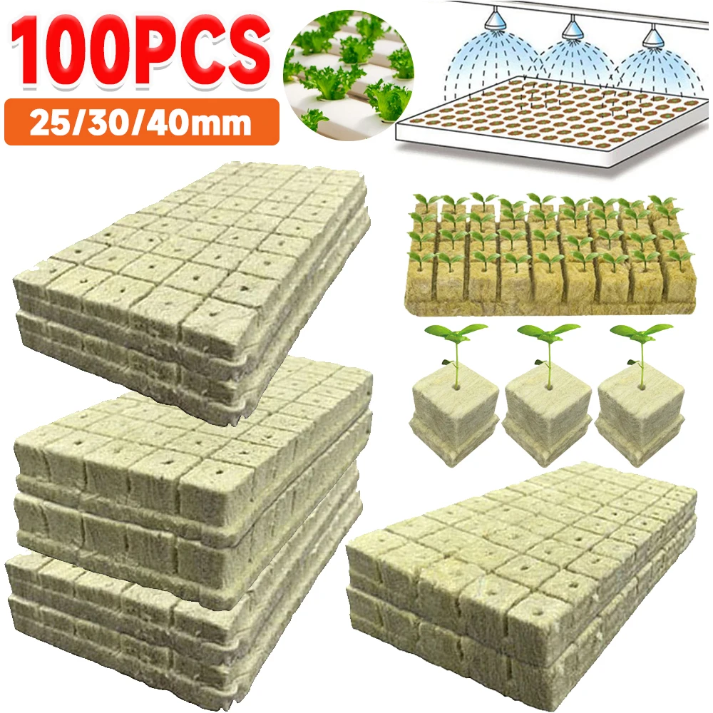 100pcs Plant Cubes Multipurpose Hydroponics Seed Seedling Block Grow Cubes Medium Soilless Planting for Plant Propagation Garden