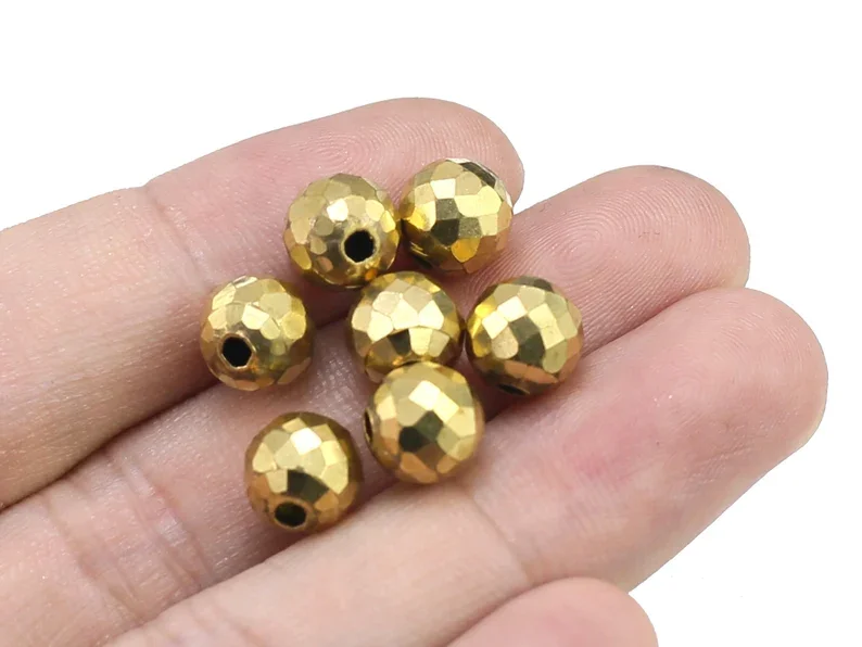 Faceted Round Brass Beads, Brass Spacer Beads, 2.8mm, 3.5mm, Bracelet Slider Beading, Jewelry Making R2308