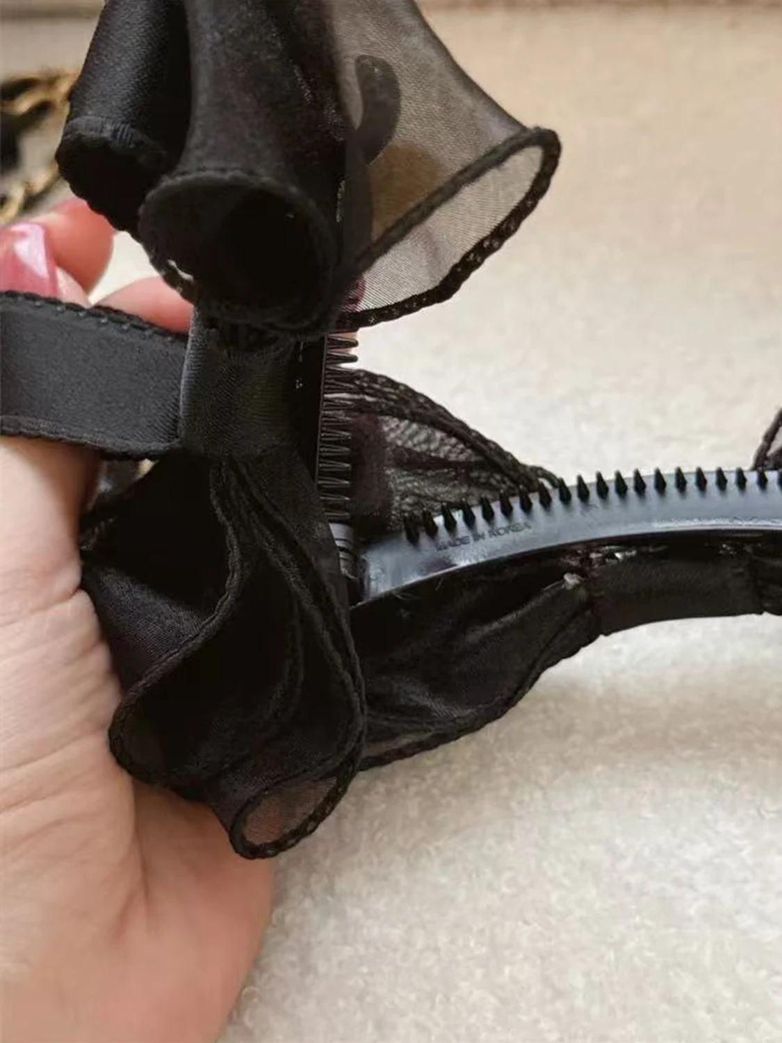 1 Stück Koreanische Doppelnetz-Schwarze Schleife-Bananenklammer, Elegante und Vielseitige Süße Haarnadel-Kopfschmuck – Detail 3