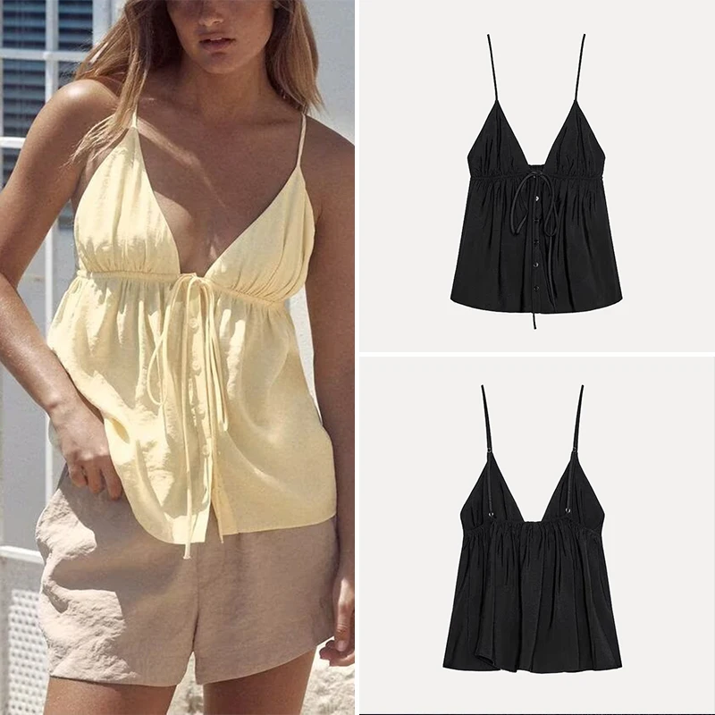 Faionable Knot Susps Top Damen Sommer Neuankömmling Loose Fit Street Sle Polyesterfaser Freizeitweste