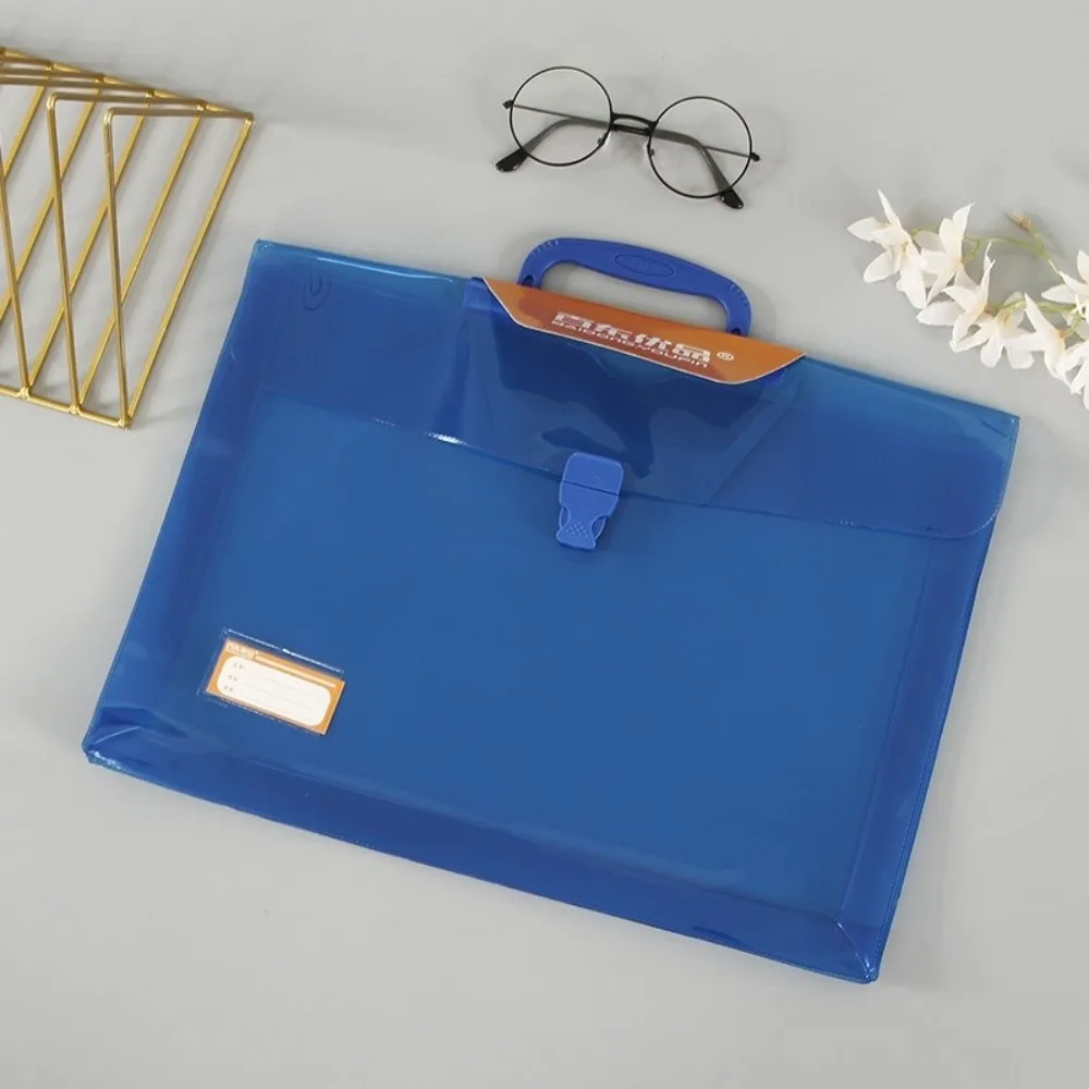

Durable PVC File Folder Large Capacity Translucent Hand-held Document Bag School Supplies Waterproof Office Briefcase