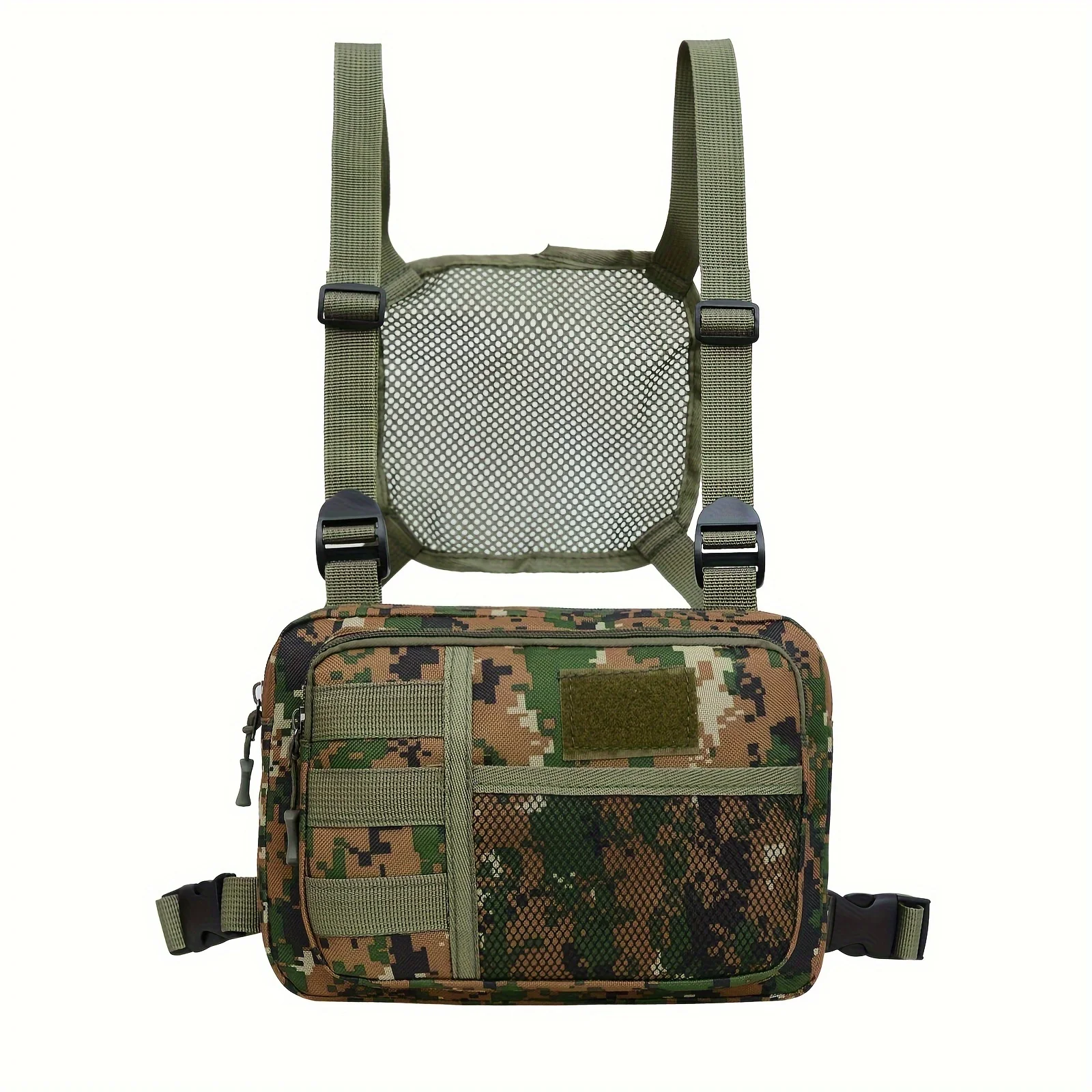 1pc Men\'s Close-fitting Backpack, Outdoor Multi-function Camouflage Chest Bag, Training Running Equipment Waterproof Wear-resist