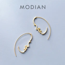 Modian Exquisite Stylish Geometric Face Design Drop Earrings 925 Sterling Silver Unique Dangle Earring For Women Fine Jewelry