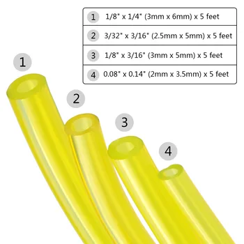 트리머용 가솔린 연료 가스 라인 파이프 오일 연료 튜브 호스 라인, 전기톱 블로어, 2x3.5mm, 3x5mm, 3x6mm, 2.5x5mm, 150cm, 4 개 