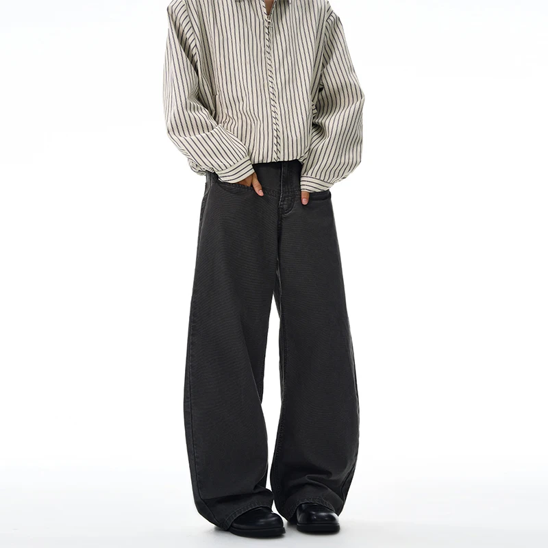 

2025 autumn and winter casual pants, men's and women's straight tube loose fitting trendy street Japanese style jeans