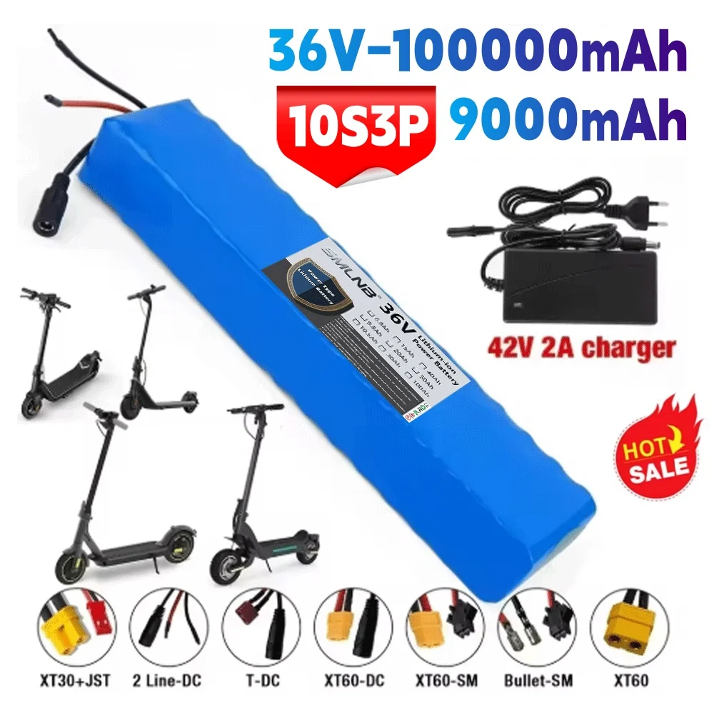 

36V 100Ah 9Ah18650 Rechargeable Li-ion Battery Pack 10S3P 1000W Power Modified Bicycle Scooter Electric Vehicle with BMS+Charger