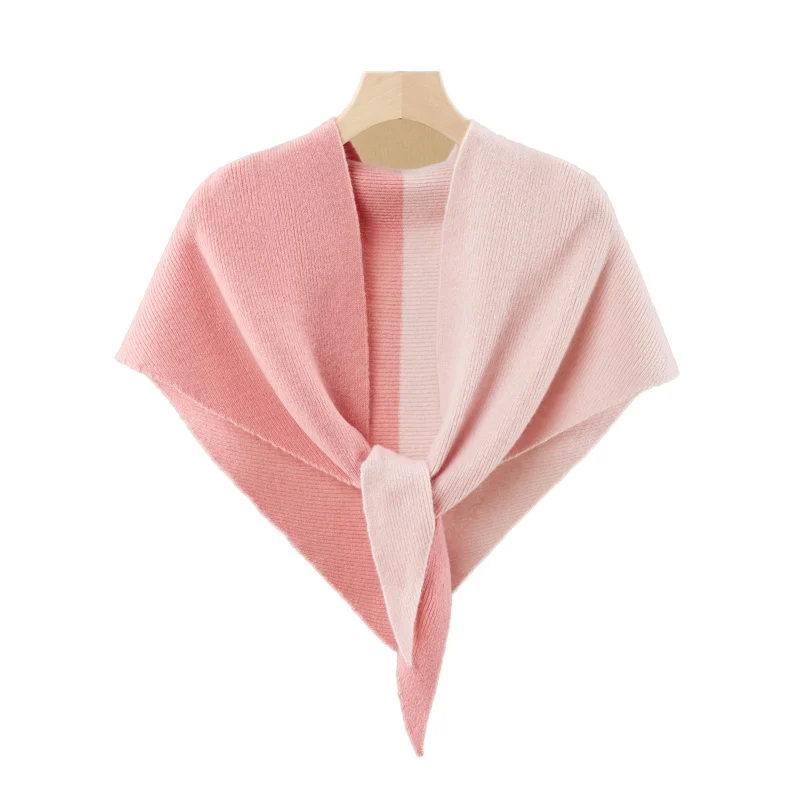 Pink 100% Wool Fleece Knitted Triangular Air Conditioning Scarf Shawl Autumn And Winter Warm Women Multicolor Cashmere Scarves