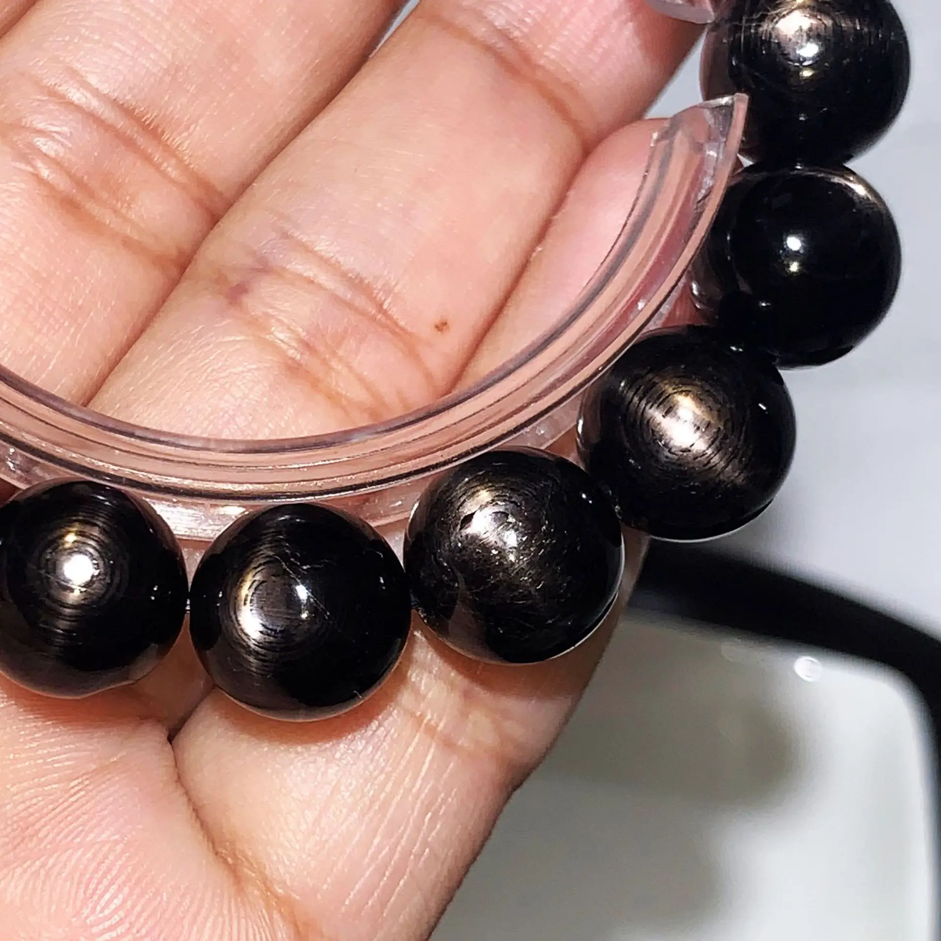 Natural Black Hypersthene Flash Egypt Women Men Bracelet Rare Gold Lucky Hypersthene Round Beads 8mm 10mm 12mm AAAAA