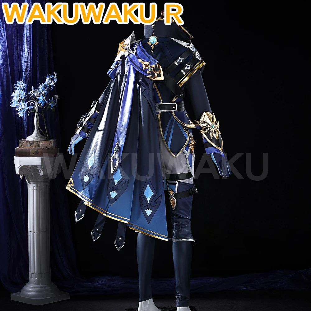 【3D Ver Ready For Ship】Lohen Cosplay Costume Game Genshin Impact【S-2XL】WakuWaku-R Men Halloween Metal Knights Wig Plus Size