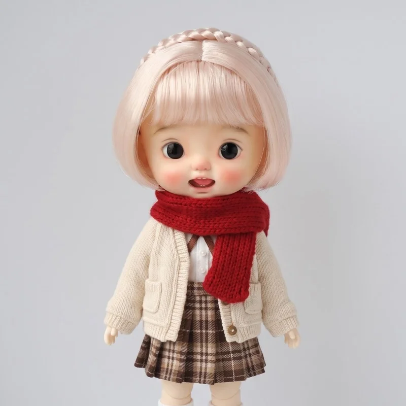 JD620 Short Hair With Braid BJD Synthetic Mohair Wig Suit OB11 YOSD MSD SD Blythe Accessories From 5-6inch to 9-10inch Doll Hair