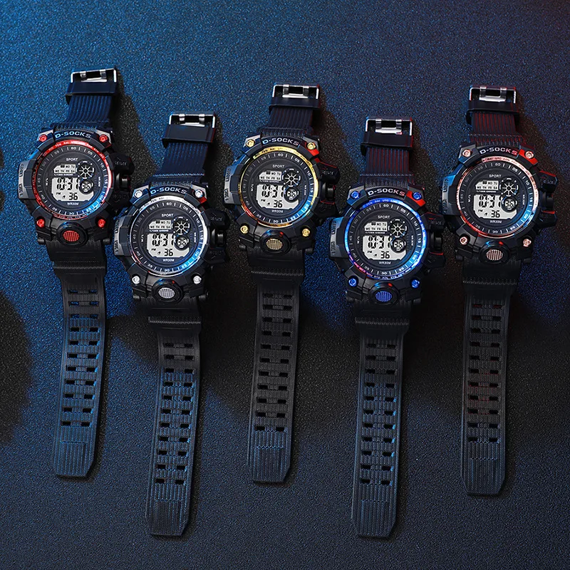 

Black Digital Watch for Men Sports Watches Waterproof Outdoor Chronograph Hand Clock G Infantry Shock Student Wristwatch