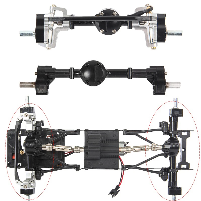 Metal Gear Plastic Axle Housing Front and Rear Door Axles for 1/16 WPL B14 B24 C14 DIY Upgrade and Modify Accessories