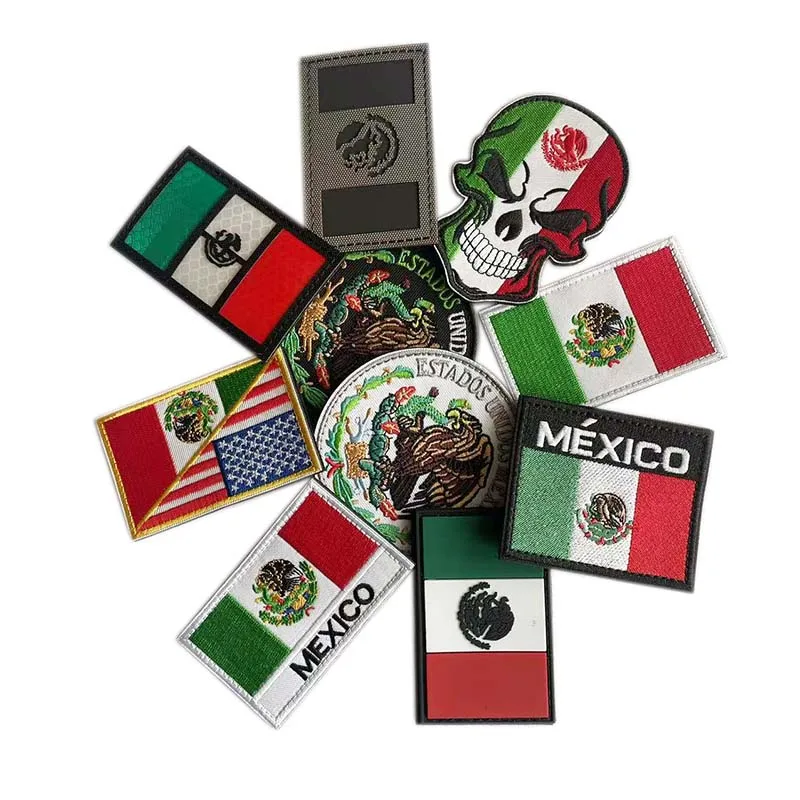 Mexico National Flag,Eagle Badge Applique Embroidery Patches,Military Tactical Emblem Stickers For Armband Backpack
