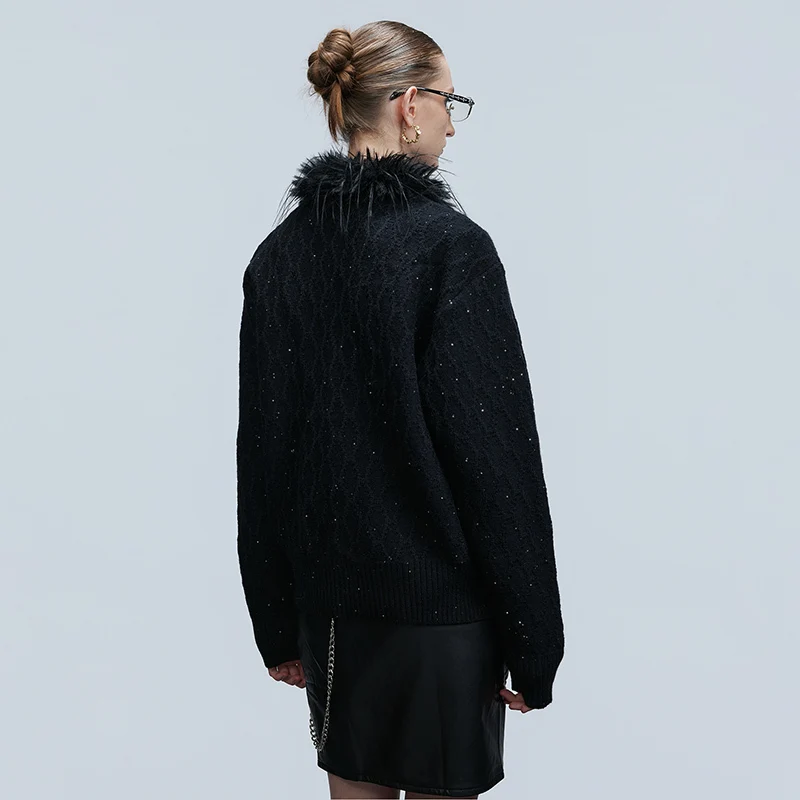 Luzhen original de alta qualidade pele cabelo emenda pescoço cor sólida malha cardigan masculino feminino mesmo estilo bonito camisola jy4804