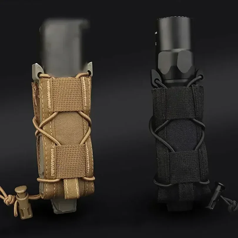 Tactical Magazine Pouch 9MM Pistol Single Mag Bag Molle Flashlight Pouches Torch Holder Hunting Knife Holster Shooting Airsoft view 5