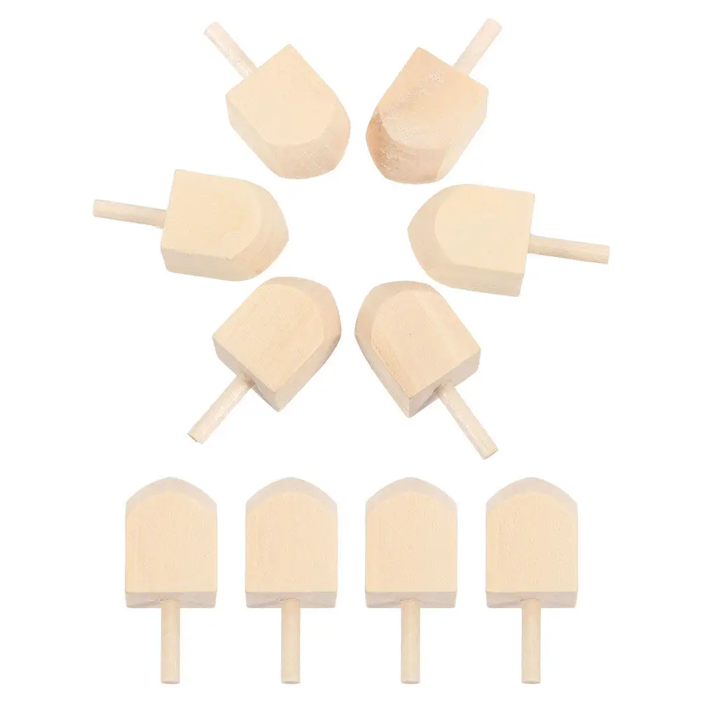10Pcs Wooden Dreidels Blank DIY Hanukkah Spinning Tops Unfinished Natural Wood Dreidels for Holiday Crafts Party Games