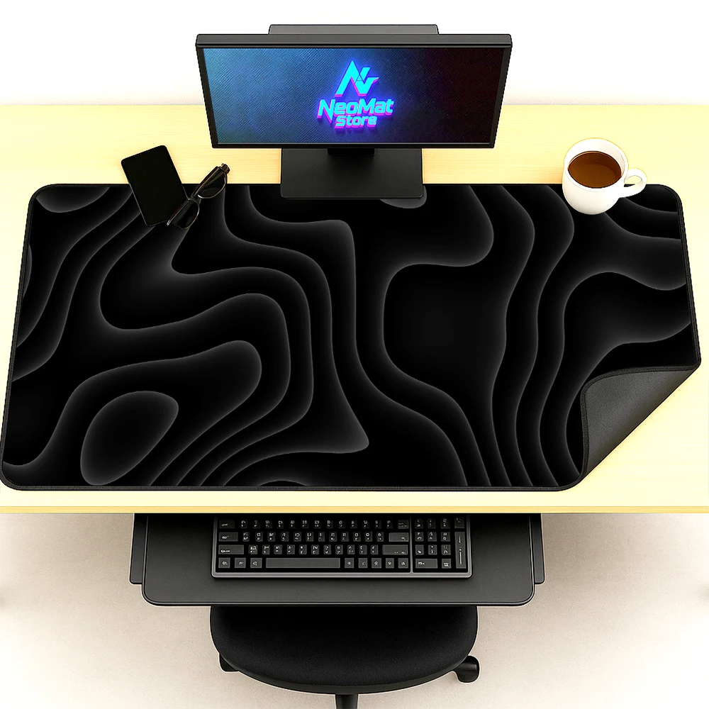 

Strata Liquid Mousepad Black Desk Mat 120cm Custom Mouse Pad Printing Topographic Large Pads Gamer Office Gaming Room Decoration