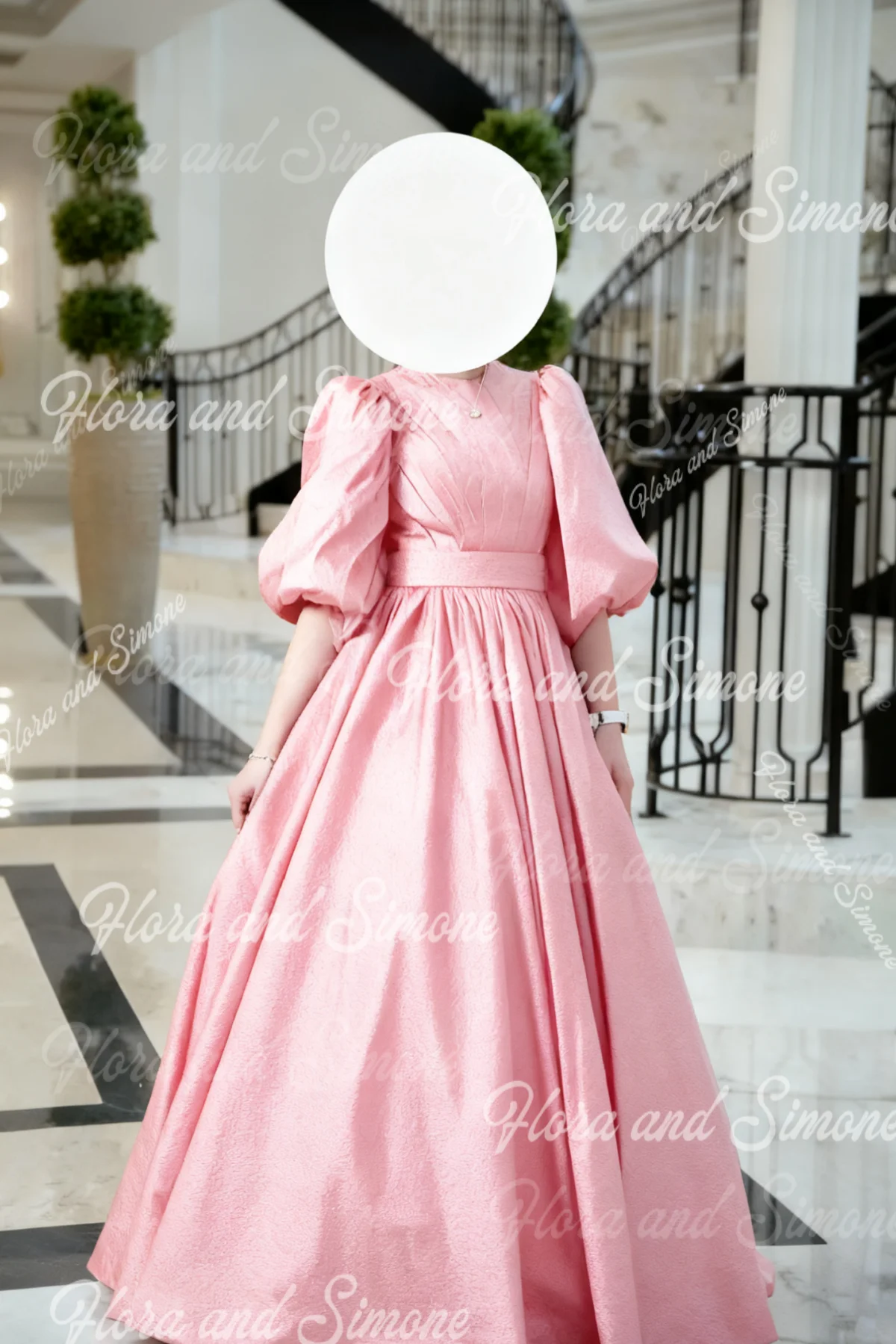 Customized Green Flower Girl Dress For Wedding Satin High Waist 3/4 Sleeves Puffy Kids Birthday First Communion Princess Gowns