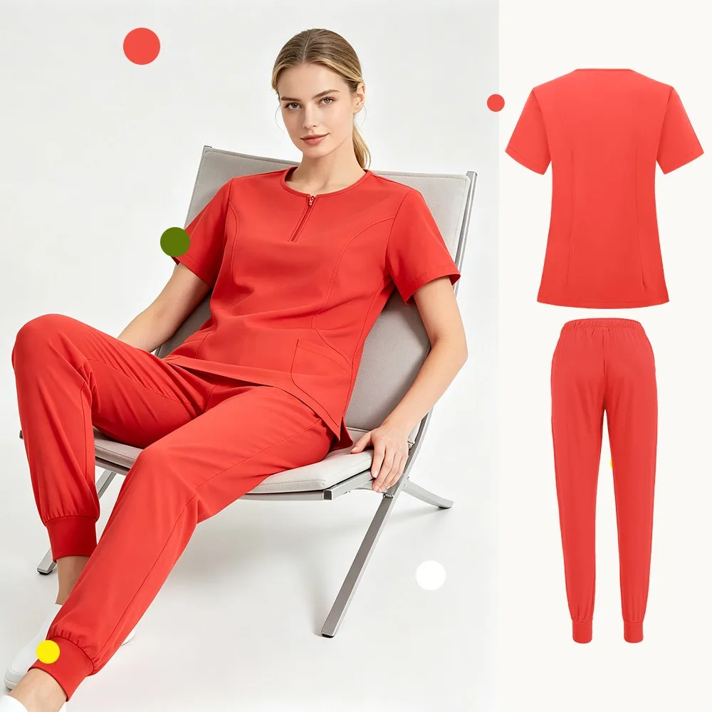 Multicolour Jogger Suit Nurse Scrubs Set Medical Gradient Color Work Clothes Doctor Nursing Uniform Pharmacist Tops Pocket Pants