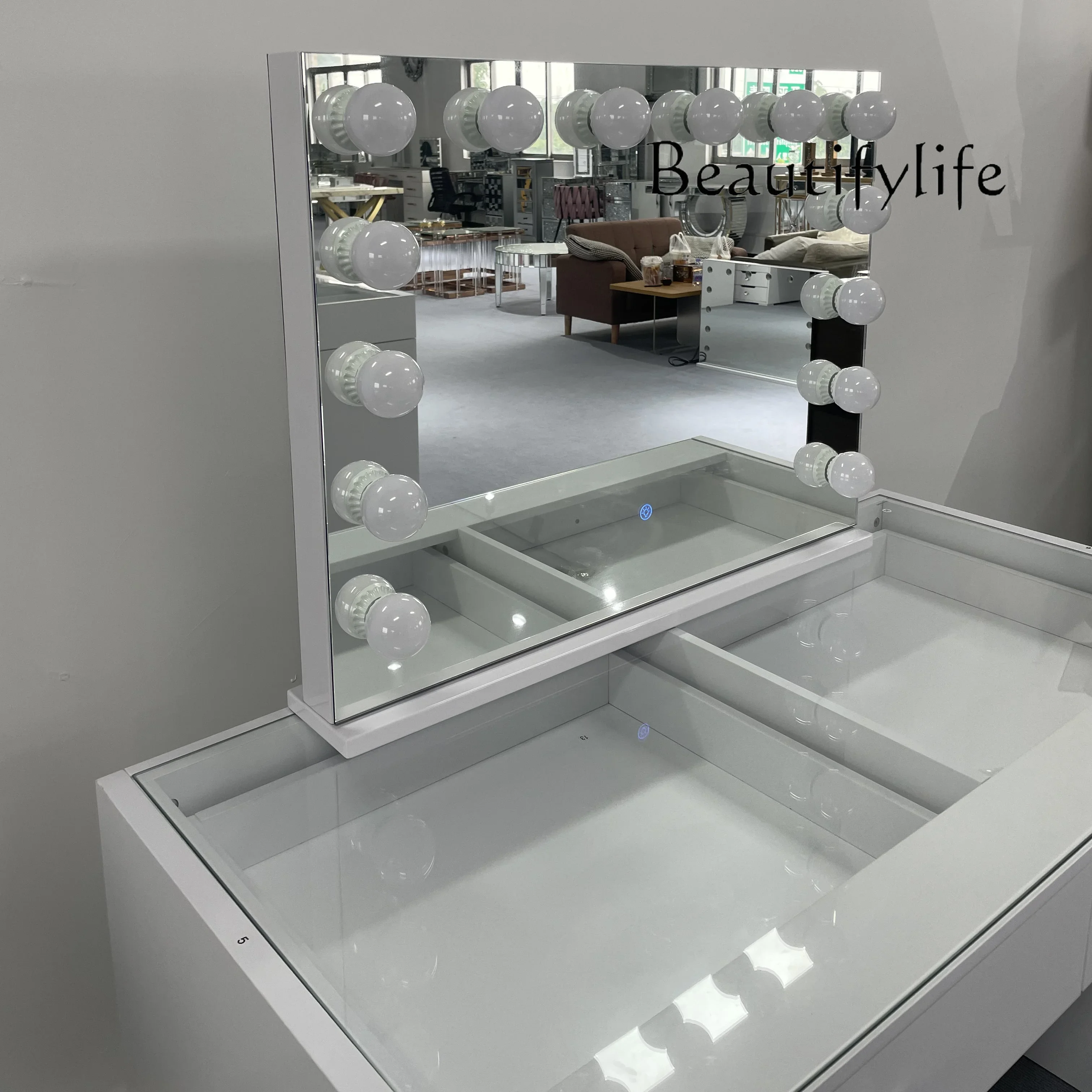 B Fashion Light Luxury White Dresser Household Small Apartment Chest Storage Bridal Shop Makeup Table