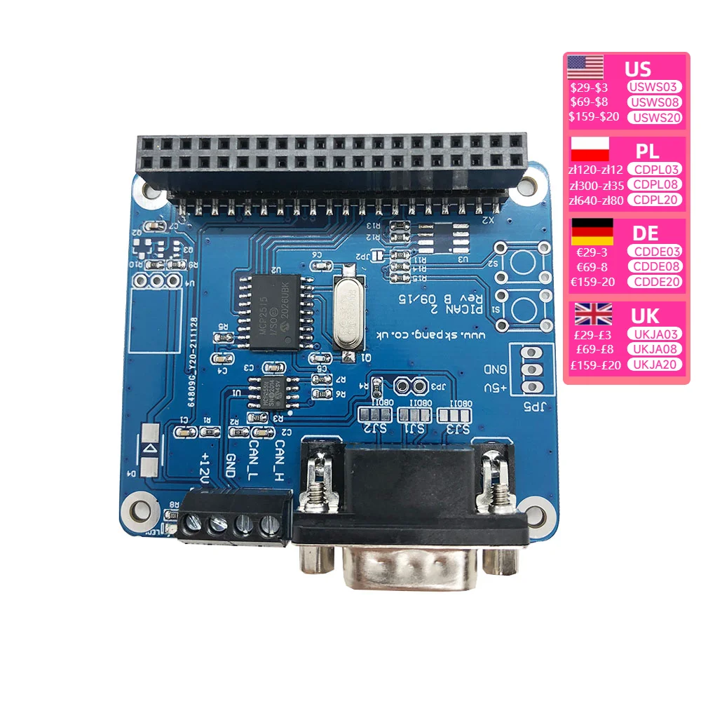 PiCAN2 CAN Bus PiCAN 2 modul Raspberry MCP2515 untuk aksesoris Pi