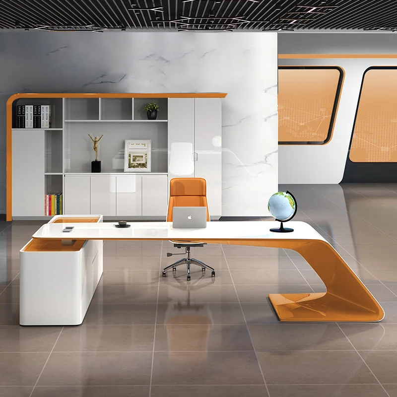 

Painted boss table, simple and modern manager table, president's office desk, fashionable and personalized desk, table and chair