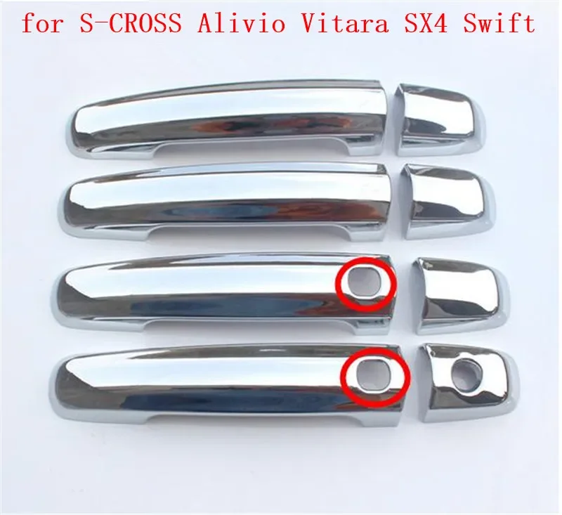 Garniture de poignée de porte pour Suzuki S-CROSS Alivio Vitara SX4 Swift Accessoires de voiture ABS Chrome Car Door Foy Bowl Cover