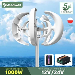 1kw 1000w Vertical Wind Turbine Generator 24V 12V Magnetic Dynamo Free Energy Strong Power AC 220v Inverter Output For Home