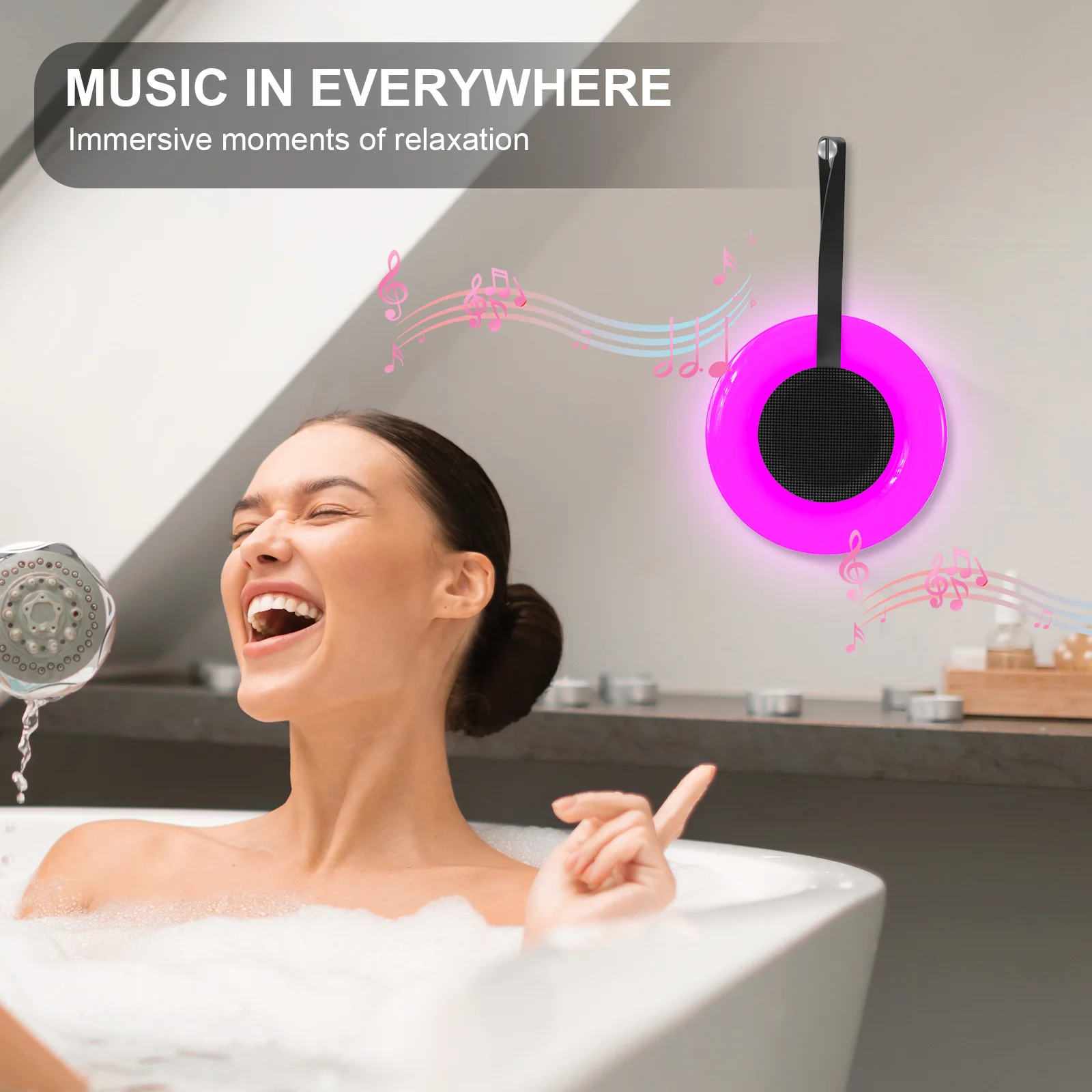 IPX7 مقاوم للماء العائمة سمّاعات بلوتوث لاسلكي يدوي دعوة صندوق تشغيل الموسيقى مع ضوء RGB الحمام حمام سباحة مشغل موسيقى