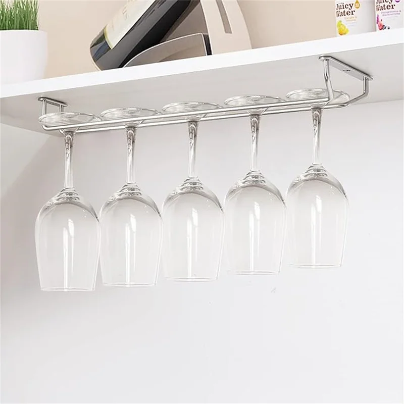 New Red Wine Glass Goblets Hanger Rack Upside Down Stemware Home Bar Pub Holder Stainless Steel Shelf Organizer Dish Rack