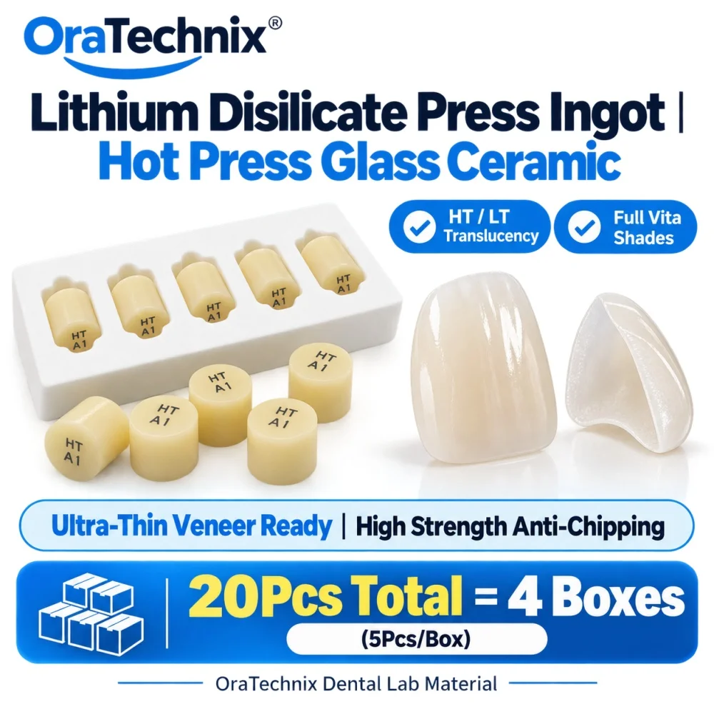 20Pcs Dental Lithium Disilicate Press Ingot HT/LT for Ultra Thin Veneer Inlay Onlay Anterior Posterior Crown Dental Lab Material
