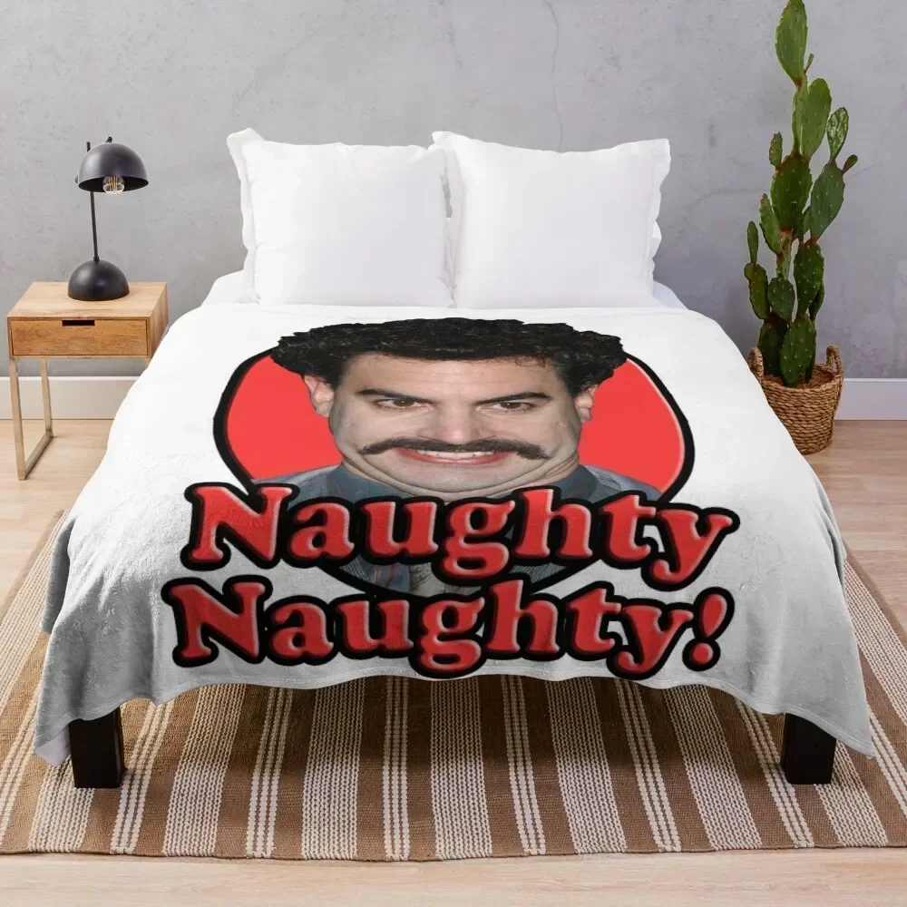 Borat, Naughty Naughty Throw Blanket Flannels Decorative Throw Designers christmas decoration Blankets