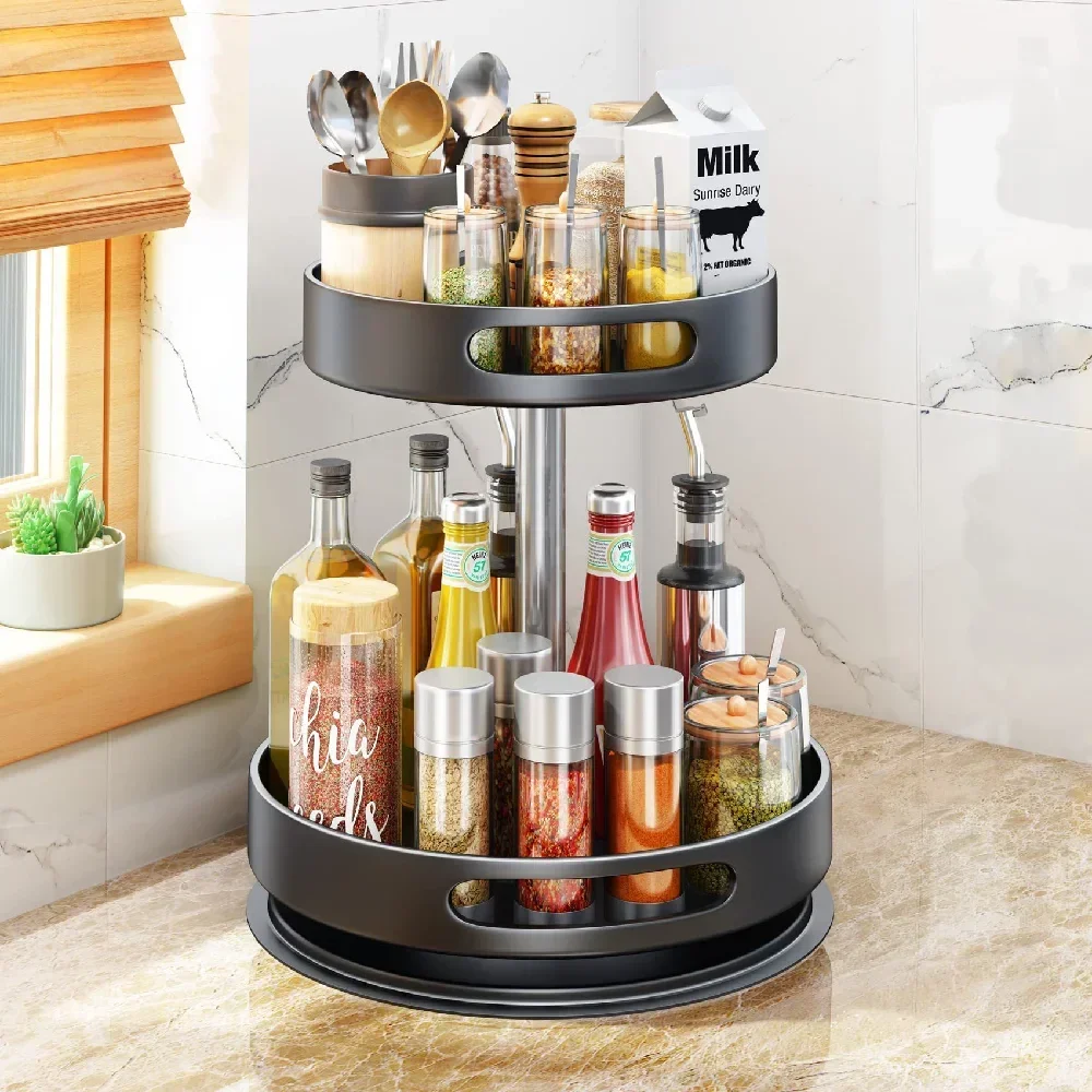 

Rotary spice rack, organizer, metal flavoring jar... Kitchen cabinets save space