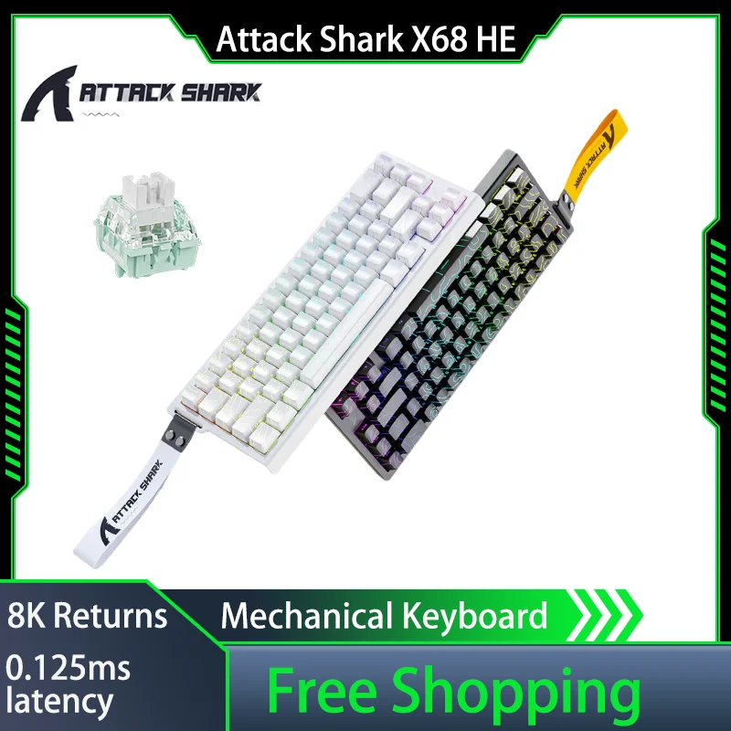 Attack Shark X68he Mechanical Keyboard Magnetic Switch Gaming Hot-Swap 8000hz Returns 128k Sweep 0.01 Accuracy Laptop Keyboard