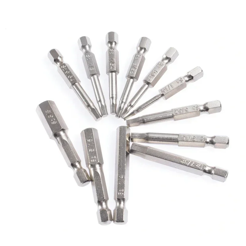 

12pcs Combination Tool English Set Electric Drill Driver 50mm Magnetic Screwdriver Head Hexagonal Screwdriver