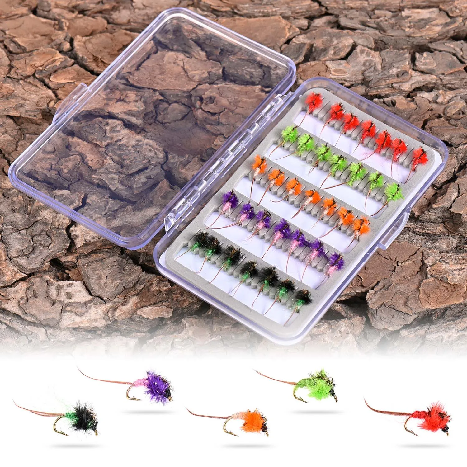 【 Small Fly Hook Biomimetic Fly 5 Colors 35pcs 】 Luyafei Fishing Bait