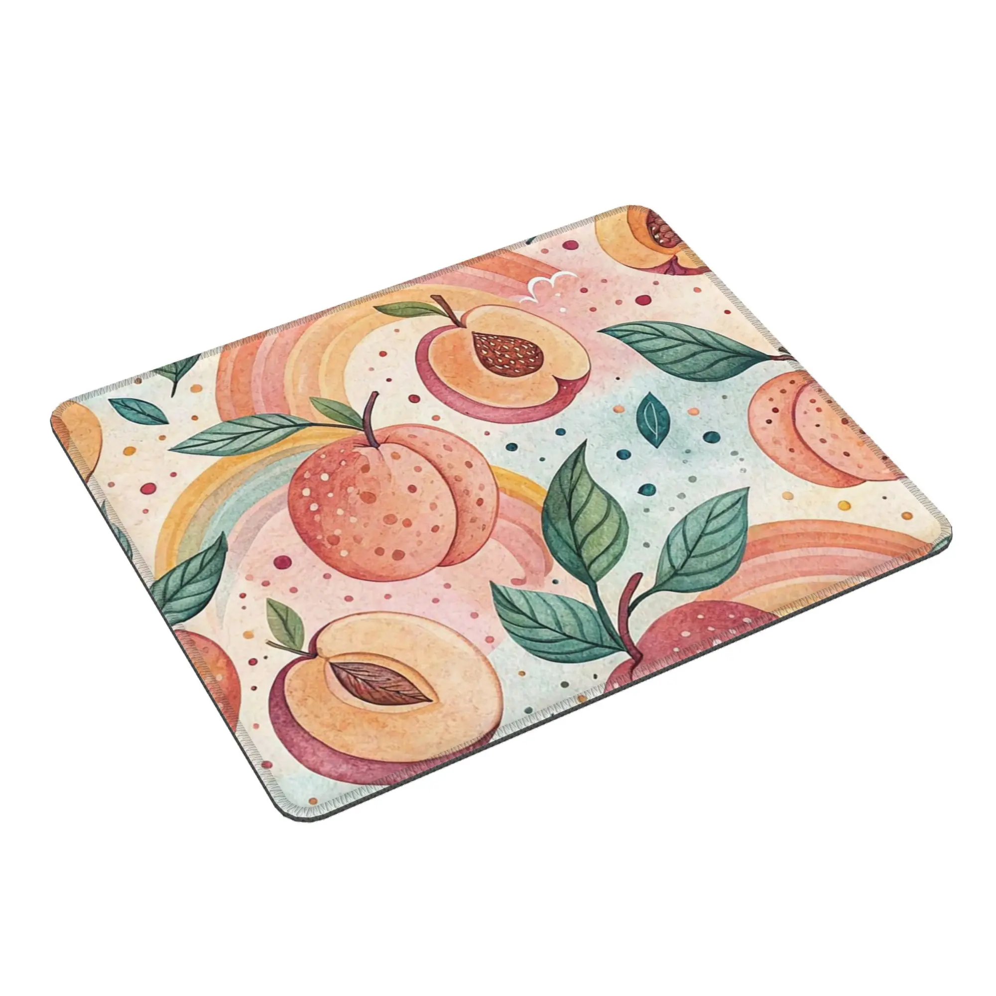 Cartoon Peach Fruit Pattern Mouse Pad Computer Keyboard Mouse Mat Gaming PC Laptop Desk Mat Office Table Mats