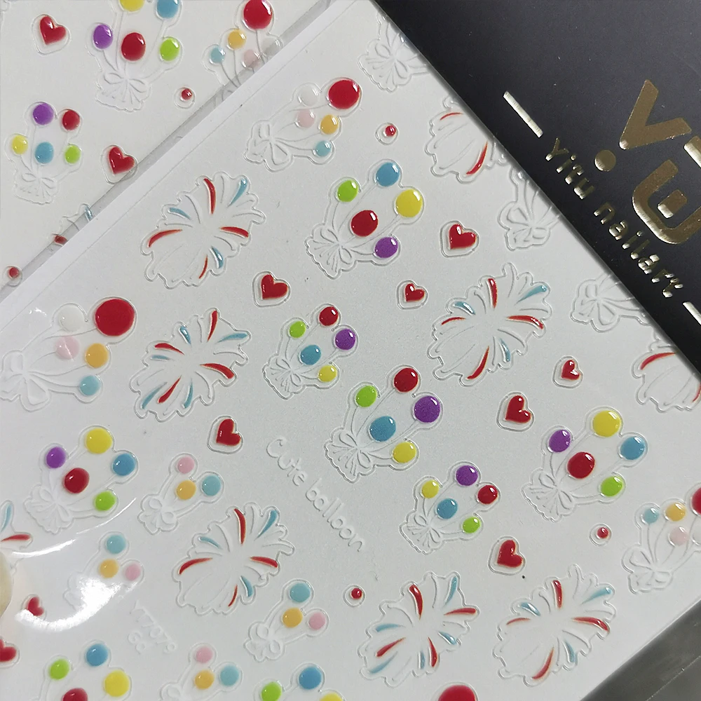 2 قطعة 5D الملونة الألعاب النارية بالون مسمار الفن ملصقات لطيف الدوبامين تزهر الألعاب النارية هلام بالون مسمار صائق تنقش مسمار ديكور #2