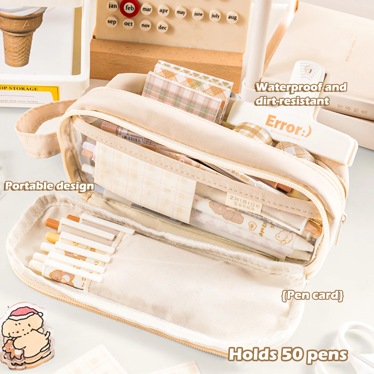 Kawaii Pencil Case Bag Portable Transparent Pen Pouch Box Waterproof for Girls Back to School Supplies Cute Korean Stationery