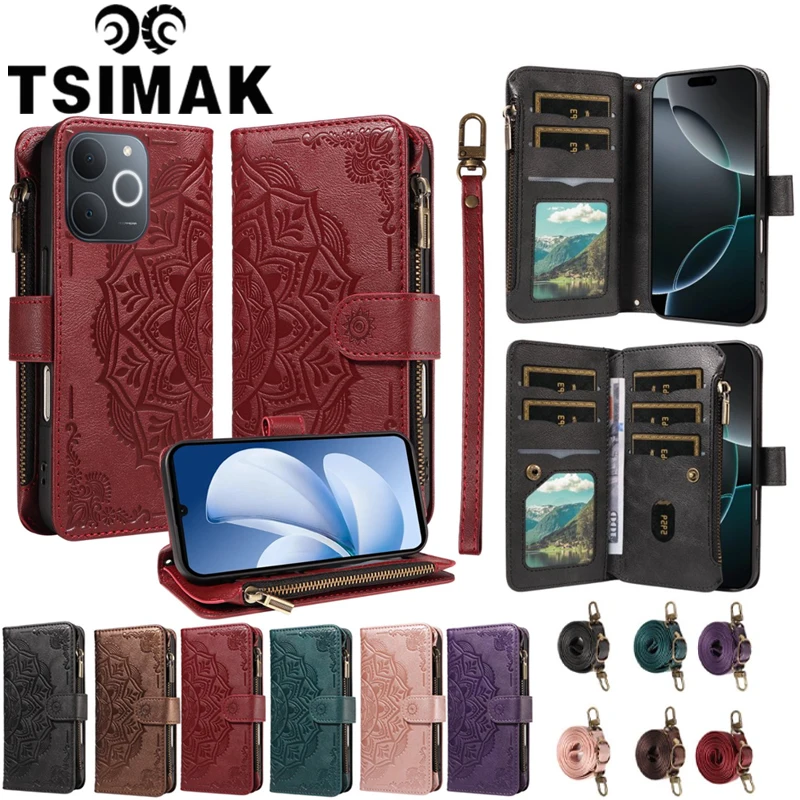 

Leather Case For Realme Note 70 70T Note70 50 P3 GT Neo 6 SE Neo6 6T Narzo 80 Lite 4G Zpper Flip Wallet 9 Card Embossing Cover